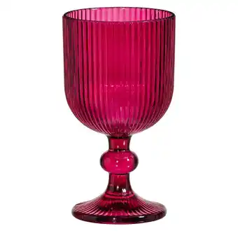 Leen Bakker Wijnglas Ribbel - Roze - 250 ml aanbieding