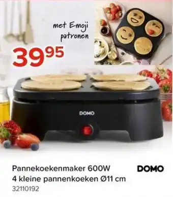 Euroshop DOMO Pannekoekenmaker 600W 4 kleine pannenkoeken 11 cm aanbieding