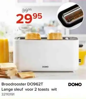 DOMO Broodrooster DO962T Lange sleuf voor 2 toasts wit