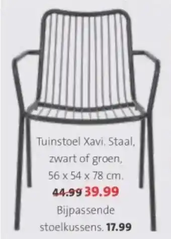 Intratuin Tuinstoel Xavi. Staal, zwart of groen, 56 x 54 x 78 cm aanbieding