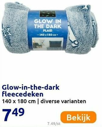Action Glow-in-the-dark fleecedeken aanbieding