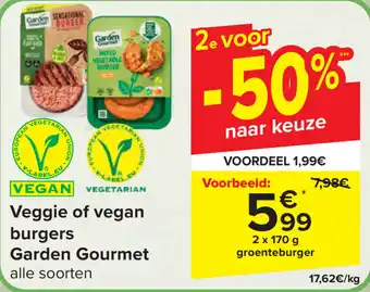 Carrefour Veggie of vegan burgers Garden Gourmet 2 x 170 g groenteburger aanbieding