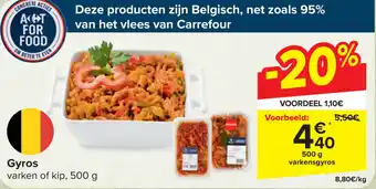 Carrefour Gyros varken of kip, 500 g aanbieding