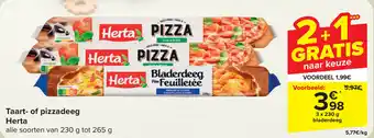 Carrefour Taart- of pizzadeeg Herta 3 x 230 g aanbieding