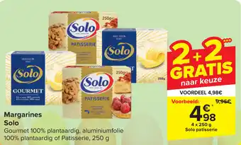 Carrefour Margarines Solo 4 x 250 g aanbieding