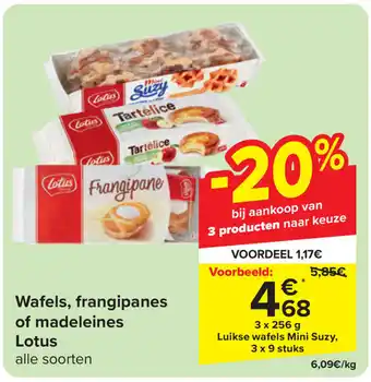 Carrefour Wafels, Frangipanes of madeleines Lotus aanbieding