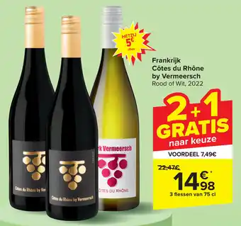 Carrefour Frankrijk Cotes du Rhône by Vermeersch 3 flessen van 75 cl aanbieding