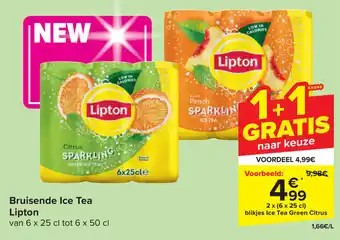 Carrefour Bruisende Ice Tea Lipton 2 x (6 x 25cl) aanbieding