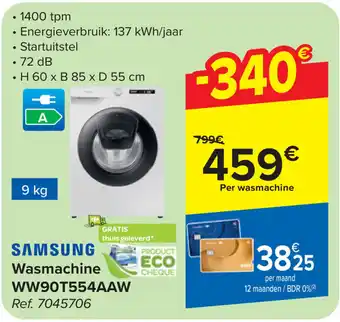 Carrefour SAMSUNG Wasmachine 9kg aanbieding