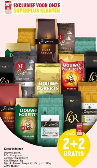 Delhaize Koffie in bonen aanbieding