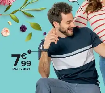 Carrefour Gestreept T-shirt voor heren aanbieding