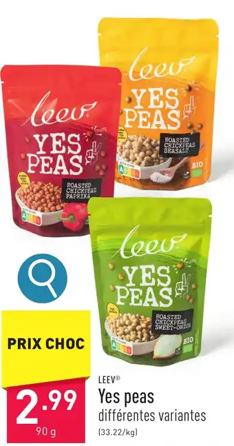 ALDI LEEV Yes peas 90g aanbieding