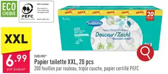 ALDI SUBLIMO Papier toilette XXL, 20 pcs aanbieding