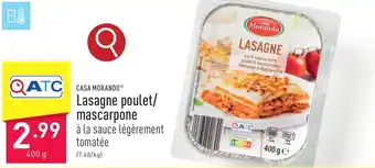 ALDI CASA MORANDO Lasagne poulet/ mascarpone 400g aanbieding