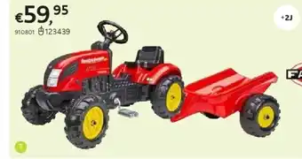 Dreamland FALK TRACTOR COUNTRY FARMER MET AANHANGWAGEN ROOD aanbieding