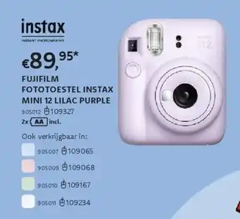 Dreamland FUJIFILM FOTOTOESTEL INSTAX MINI 12 LILAC PURPLE aanbieding