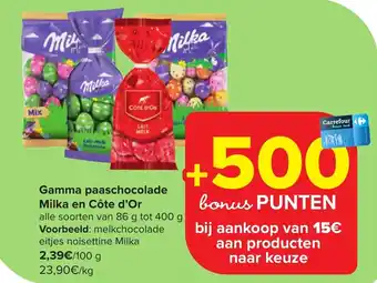 Carrefour Market Gamma paaschocolade Milka en Côte d'Or aanbieding