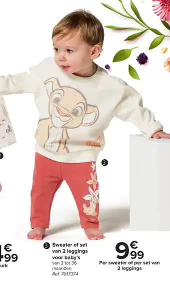 Carrefour Sweater of set van 2 leggings voor baby's aanbieding