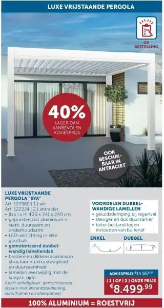 LUXE VRIJSTAANDE PERGOLA SYA