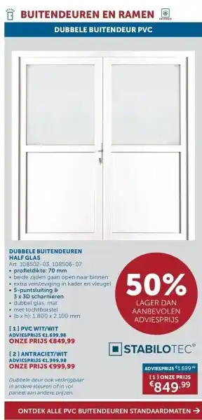DUBBELE BUITENDEUREN HALF GLAS