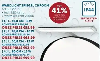 Zelfbouwmarkt WANDLICHT SPIEGEL CHROOM ONZE PRIJS aanbieding