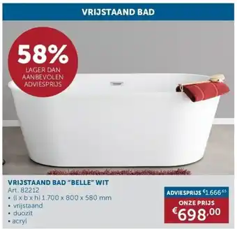 Zelfbouwmarkt VRIJSTAAND BAD “BELLE” WIT aanbieding