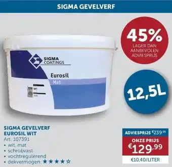 Zelfbouwmarkt SIGMA GEVELVERF EUROSIL WIT aanbieding