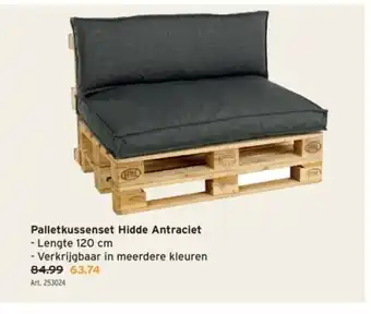 GAMMA Palletkussenset Hidde Antraciet L120cm aanbieding