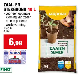 Hubo AGROFINO ZAAIEN STEKGROND 40 L aanbieding