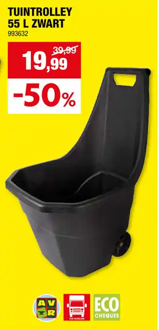 Hubo TUINTROLLEY 55 L ZWART aanbieding