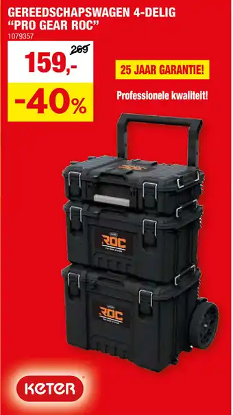 Hubo GEREEDSCHAPSWAGEN 4-DELIG "PRO GEAR ROC" aanbieding