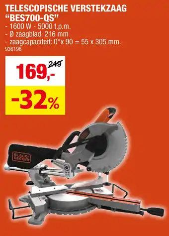 Hubo TELESCOPISCHE VERSTEKZAAG "BES700-QS" aanbieding