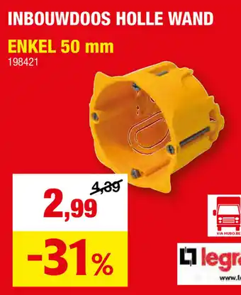 Hubo INBOUWDOOS HOLLE WAND ENKEL 50 mm aanbieding