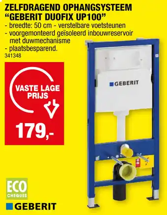 Hubo ZELFDRAGEND OPHANGSYSTEEM "GEBERIT DUOFIX UP100" aanbieding