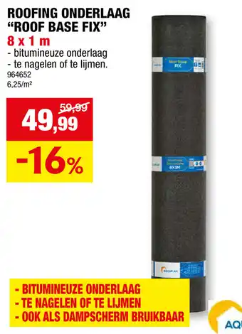 Hubo ROOFING ONDERLAAG "ROOF BASE FIX" 8 x 1 m aanbieding