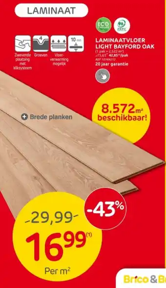 Brico LAMINAATVLOER LIGHT BAYFORD OAK aanbieding