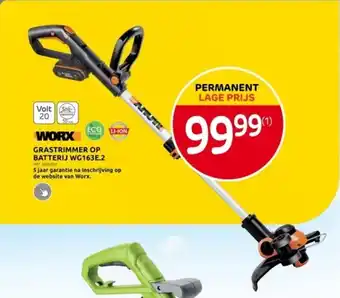 Brico WORX GRASTRIMMER OP BATTERIJ WG163E.2 aanbieding