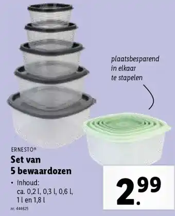 Lidl Set van 5 bewaardozen aanbieding