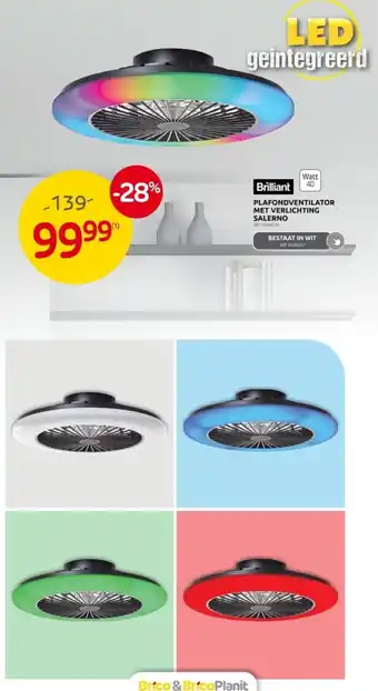 Brico PLAFONDVENTILATOR MET VERLICHTING SALERNO aanbieding