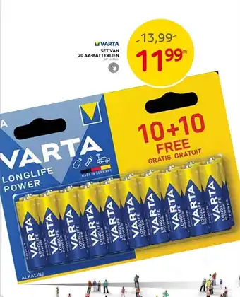 Brico VARTA SET VAN 20 AA-BATTERIJEN aanbieding