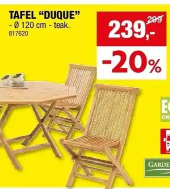Hubo TAFEL “DUQUE” aanbieding