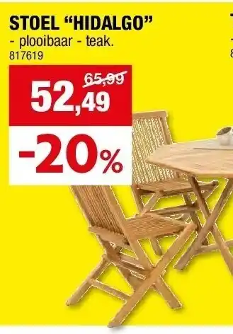 Hubo STOEL “HIDALGO” aanbieding