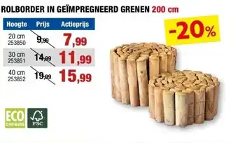 Hubo ROLBORDER IN GEÏMPREGNEERD GRENEN 200 cm aanbieding