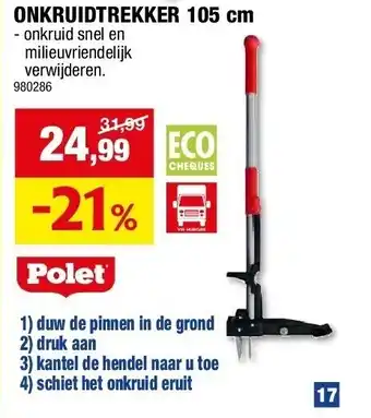 Hubo ONKRUIDTREKKER 105 cm aanbieding