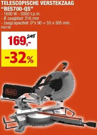 Hubo TELESCOPISCHE VERSTEKZAAG “BES700-QS” aanbieding