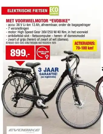 Hubo MET VOORWIELMOTOR “EVOBIKE” aanbieding