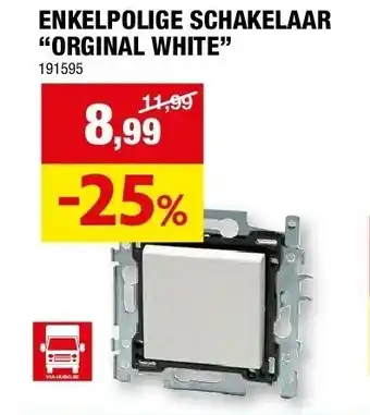 Hubo ENKELPOLIGE SCHAKELAAR “ORGINAL WHITE” aanbieding