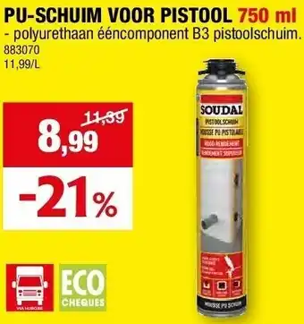 Hubo PU-SCHUIM VOOR PISTOOL 750 ml aanbieding