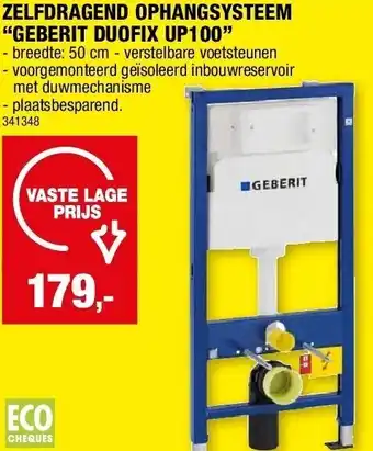 Hubo ZELFDRAGEND OPHANGSYSTEEM “GEBERIT DUOFIX UP100” aanbieding