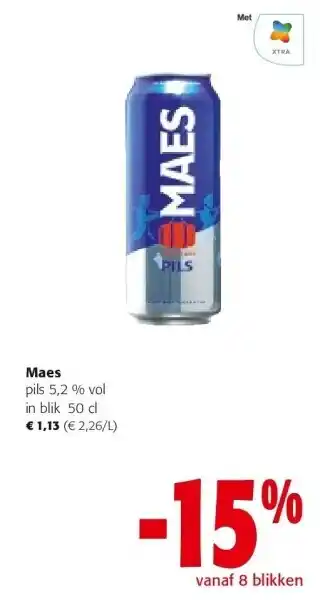 Colruyt Maes pils 5,2 % vol in blik 50 cl aanbieding